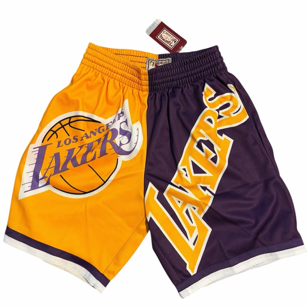 Mitchell & Ness Los Angeles Lakers Yellow and Purple Athletic Shorts